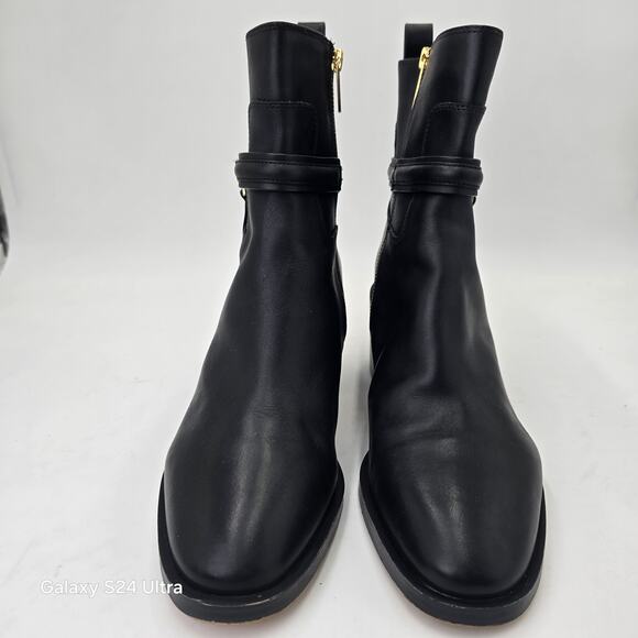 Michael Kors Mindy Black Leather Ankle Boot Heeled Zippered Bootie Women's 11M - Picture 3 of 9